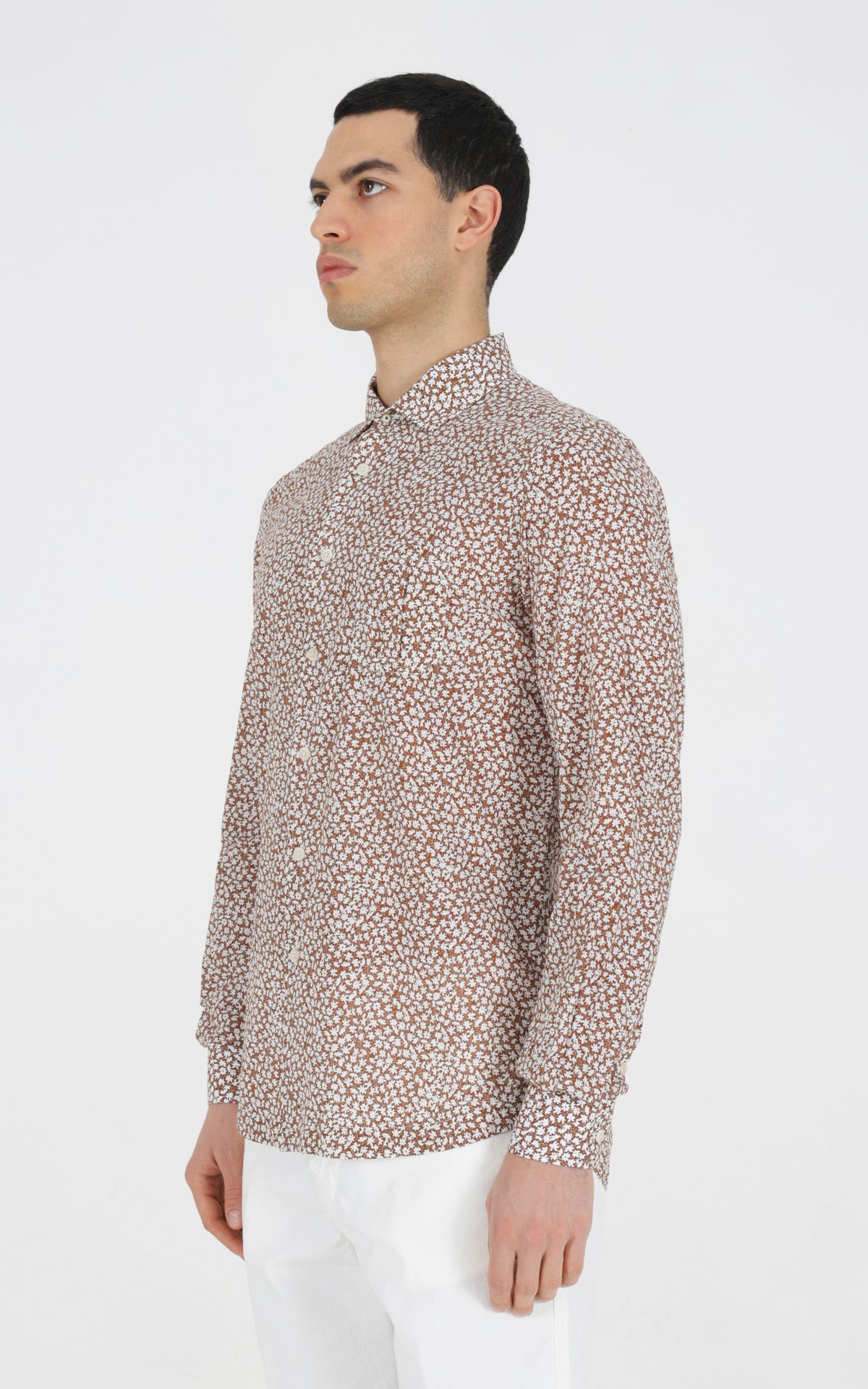Camicia francese con taschino in cotone stampato