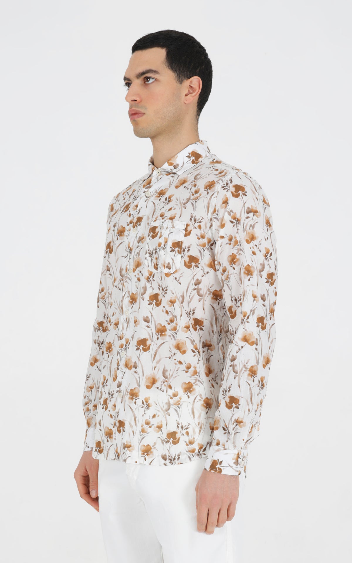Camicia francese con taschino in cotone stampato